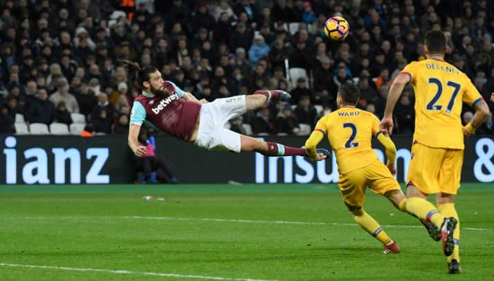 West Ham United's Andy Carroll scores their second goal